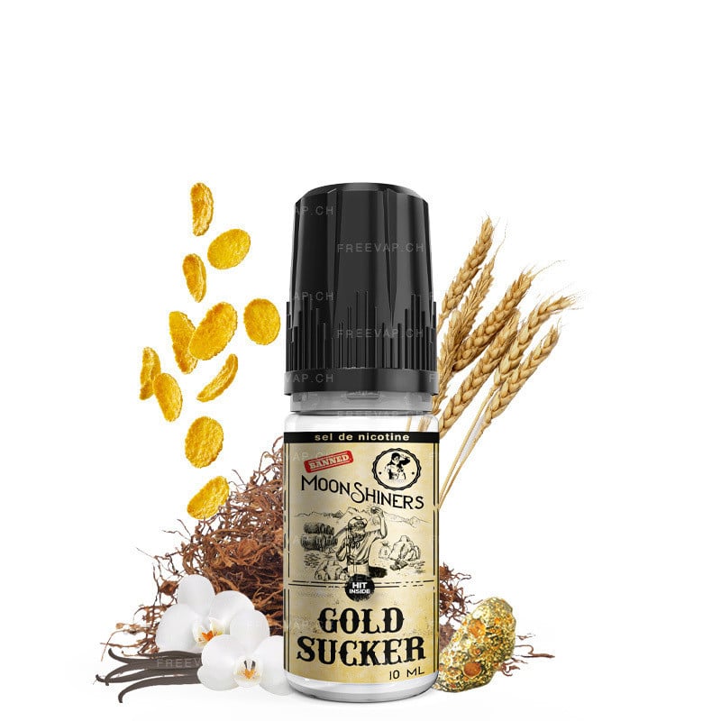 E-liquid Gold Sucker (tobacco, vanilla, caramel, cereals) - Nic salts - Moonshiners 10 ml