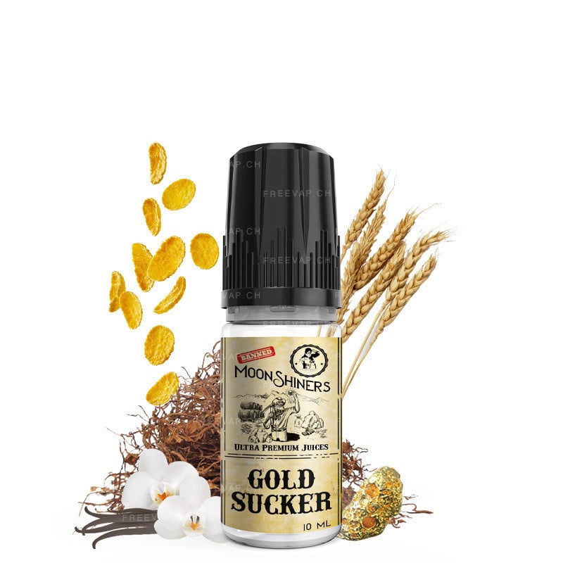 E-liquid Gold Sucker (tobacco, vanilla, caramel, cereals) - Moonshiners 10 ml