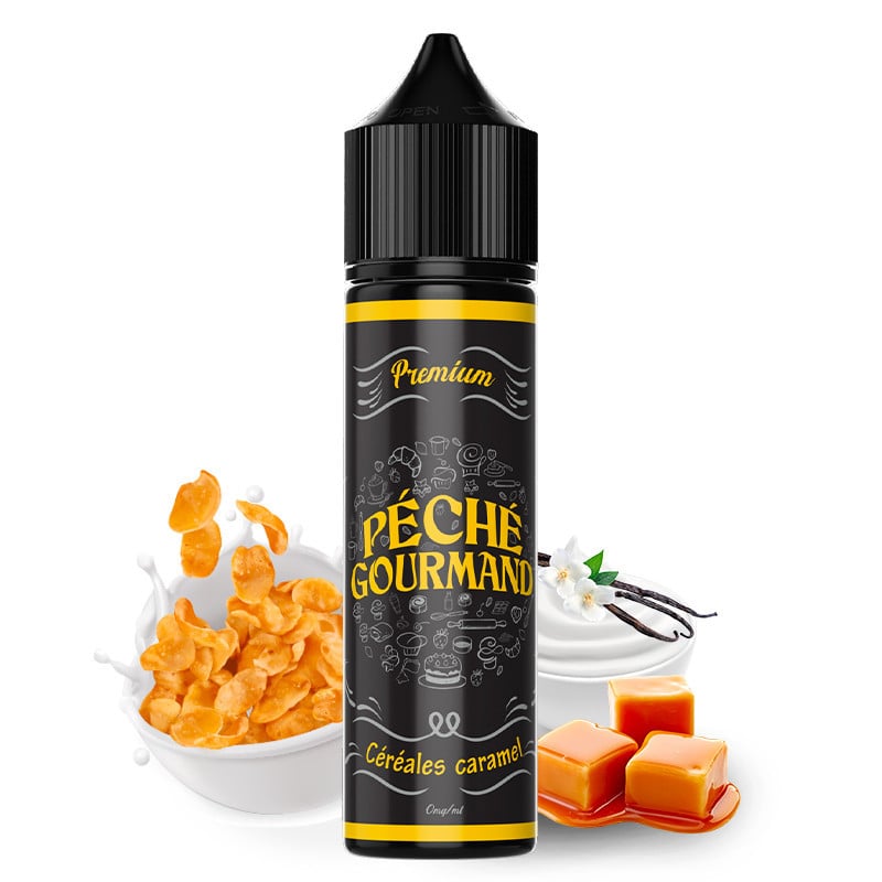 E-liquide Céréales Caramel (céréales, caramel, lait, vanille, crème) - Péché Gourmand 50 ml