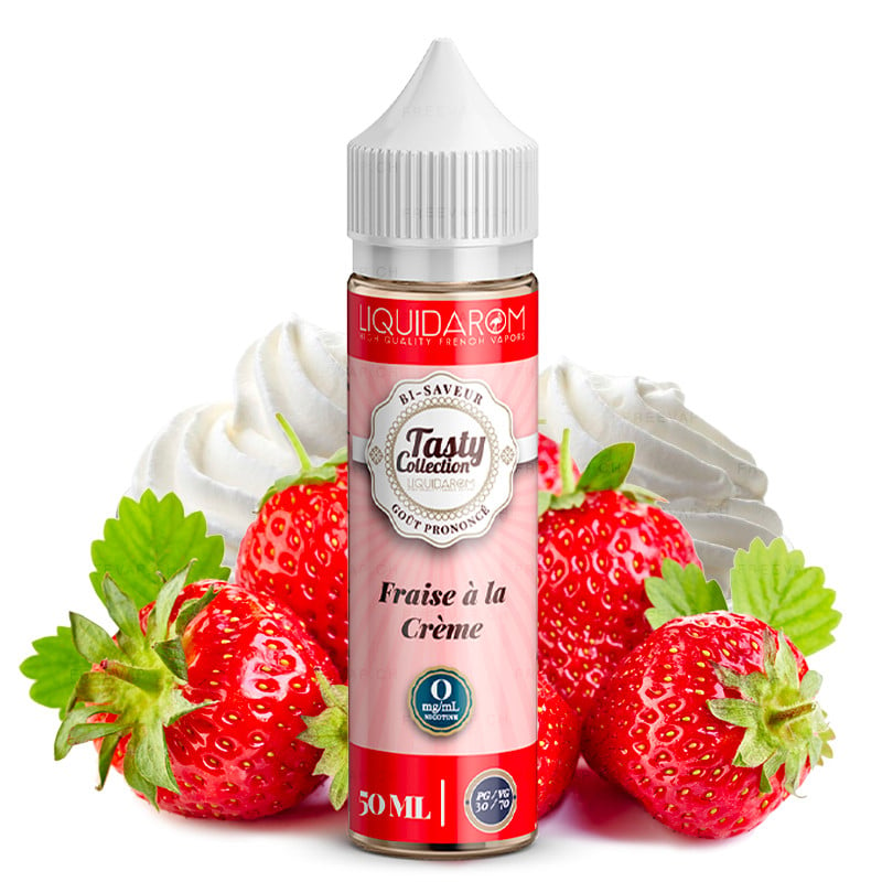 Eliquide 50 ml saveur fraise à la crème de la collection Tasty par LiquidArom