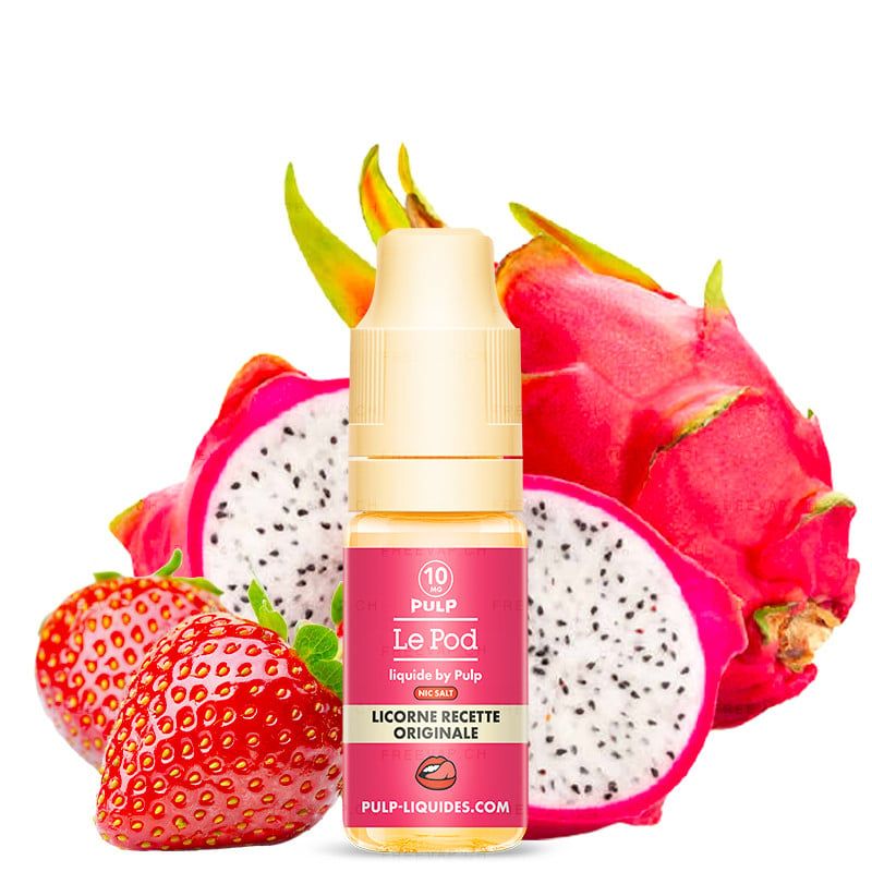 E-liquid Licorne Recette Originale (strawberry, pitaya) - Nic salts - Le POD Pulp 10 ml