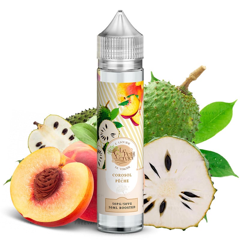 E-liquide 50 ml saveur Corossol Pêche - Le Petit Verger