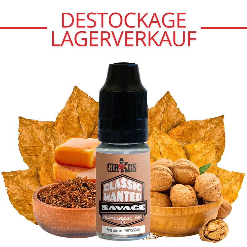 10 ml E-Liquid Savage (Tabak, Nüsse & Karamell) von Classic Wanted by Cirkus